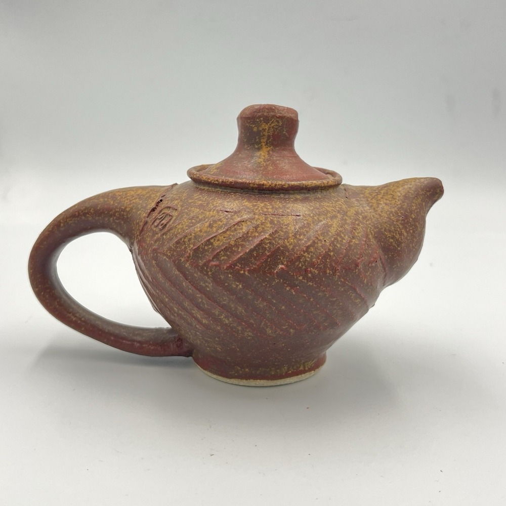 Yixing-Style Studio Pottery Teapot Signed PB Rustic Clay Handmade 6.5"